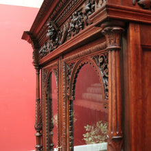 Load image into Gallery viewer, x SOLD Antique French Oak Bookcase, China Cabinet or Display Cupboard. Glass Doors. B12444
