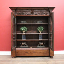 Load image into Gallery viewer, x SOLD Antique French Oak Bookcase, China Cabinet or Display Cupboard. Glass Doors. B12444