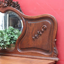 Load image into Gallery viewer, Antique French Hall Mirror with Shaped Bevelled Glass Carved Timber Frame and Floral Crown. B12719