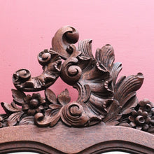 Load image into Gallery viewer, Antique French Hall Mirror with Shaped Bevelled Glass Carved Timber Frame and Floral Crown. B12719
