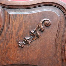 Load image into Gallery viewer, Antique French Hall Mirror with Shaped Bevelled Glass Carved Timber Frame and Floral Crown. B12719