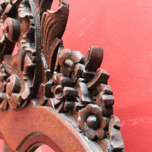 Load image into Gallery viewer, Antique French Hall Mirror with Shaped Bevelled Glass Carved Timber Frame and Floral Crown. B12719