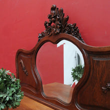 Load image into Gallery viewer, Antique French Hall Mirror with Shaped Bevelled Glass Carved Timber Frame and Floral Crown. B12719
