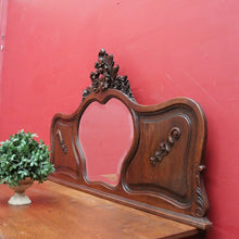 Load image into Gallery viewer, Antique French Hall Mirror with Shaped Bevelled Glass Carved Timber Frame and Floral Crown. B12719