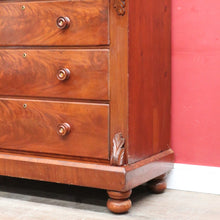 Load image into Gallery viewer, Antique Victorian Flame Mahogany Six Drawer Chest with Secret Drawer. B13108