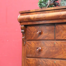 Load image into Gallery viewer, Antique Victorian Flame Mahogany Six Drawer Chest with Secret Drawer. B13108