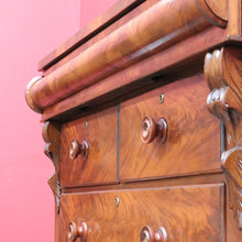 Load image into Gallery viewer, Antique Victorian Flame Mahogany Six Drawer Chest with Secret Drawer. B13108