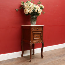 Load image into Gallery viewer, French Bedside Cabinet with Marble Top Drawer and Cupboard Storage Cabriole Legs and Carved Detail. B12741