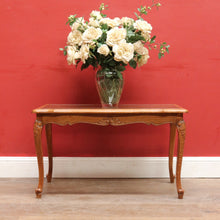 Load image into Gallery viewer, French Oak Coffee Table with Woven Cane Top Glass Cover and Carved Central Medallion. B12861