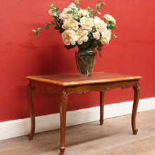 Load image into Gallery viewer, French Oak Coffee Table with Woven Cane Top Glass Cover and Carved Central Medallion. B12861