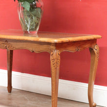 Load image into Gallery viewer, French Oak Coffee Table with Woven Cane Top Glass Cover and Carved Central Medallion. B12861