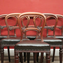 Load image into Gallery viewer, x SOLD Six Dining Chairs or Kitchen Chairs. English, Mahogany and Leather, circa 1870. B12450