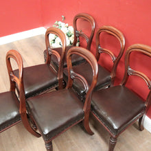 Load image into Gallery viewer, x SOLD Six Dining Chairs or Kitchen Chairs. English, Mahogany and Leather, circa 1870. B12450