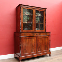 Load image into Gallery viewer, Antique English Flame Mahogany Two Part Bookcase Cabinet circa 1880. B13126