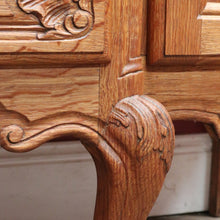 Load image into Gallery viewer, Antique French Oak Breakfront Sideboard with Four Drawers Cupboard Storage and Scroll Cabriole Legs. B12774