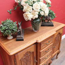 Load image into Gallery viewer, Antique French Oak Breakfront Sideboard with Four Drawers Cupboard Storage and Scroll Cabriole Legs. B12774