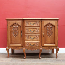 Load image into Gallery viewer, Antique French Oak Breakfront Sideboard with Four Drawers Cupboard Storage and Scroll Cabriole Legs. B12774