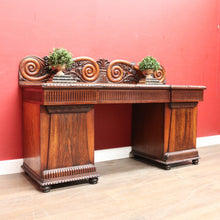 Load image into Gallery viewer, Antique English Rosewood Twin Pedestal Sideboard with Thomas Hope Scroll Backboard. B13102