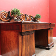 Load image into Gallery viewer, Antique English Rosewood Twin Pedestal Sideboard with Thomas Hope Scroll Backboard. B13102