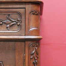 Load image into Gallery viewer, x SOLD French Oak Sideboard with Two Doors Two Drawers Brass Handles Key and Elaborate Carved Detail. B12701