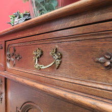 Load image into Gallery viewer, x SOLD French Oak Sideboard with Two Doors Two Drawers Brass Handles Key and Elaborate Carved Detail. B12701