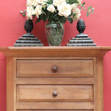 Load image into Gallery viewer, x SOLD Dutch Oak Cabinet with Three Drawers Bun Feet and Oak Handles. B12749
