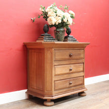 Load image into Gallery viewer, x SOLD Dutch Oak Cabinet with Three Drawers Bun Feet and Oak Handles. B12749