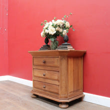 Load image into Gallery viewer, x SOLD Dutch Oak Cabinet with Three Drawers Bun Feet and Oak Handles. B12749