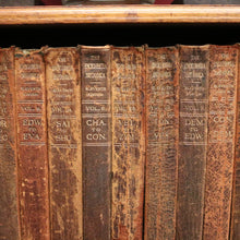 Load image into Gallery viewer, x SOLD 1910-1911 Encyclopedia Britannica. 28 Leather-bound books in the original Mahogany Stand. B12455