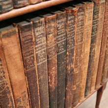 Load image into Gallery viewer, x SOLD 1910-1911 Encyclopedia Britannica. 28 Leather-bound books in the original Mahogany Stand. B12455