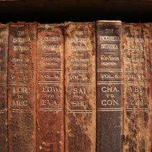 Load image into Gallery viewer, x SOLD 1910-1911 Encyclopedia Britannica. 28 Leather-bound books in the original Mahogany Stand. B12455