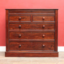 Load image into Gallery viewer, Antique English Mahogany Six Drawer Chest of Drawers, Graduating Drawers. B13130
