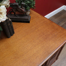 Load image into Gallery viewer, French Oak Office or Study Desk with Drawer Two Cupboards Panelled Sides and Scalloped Apron. B12822