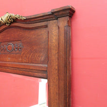 Load image into Gallery viewer, Large Antique French Oak and Gilt Brass Mantle Mirror with Bevelled Glass and Acanthus Leaf Crest. B12725