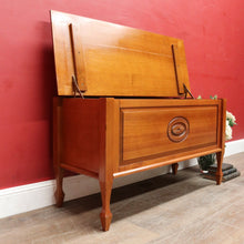 Load image into Gallery viewer, Vintage Australian Maple Lift Lid Blanket Box with Carved Floral Medallion Panel. B13125