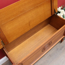 Load image into Gallery viewer, Vintage Australian Maple Lift Lid Blanket Box with Carved Floral Medallion Panel. B13125