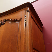 Load image into Gallery viewer, x SOLD Antique French Oak Wardrobe or Armoire with Four Doors Hanging Storage Shelves Carved Detail and Keys. B12804