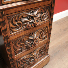 Load image into Gallery viewer, x SOLD Antique French Oak and Leather Twin Pedestal Office Desk. Carved Lion Face Handles. B12462