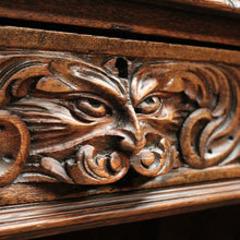 Load image into Gallery viewer, x SOLD Antique French Oak and Leather Twin Pedestal Office Desk. Carved Lion Face Handles. B12462