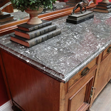 Load image into Gallery viewer, Antique Australian Walnut Marble Top Sideboard with Mirrored Carved Back. B13093