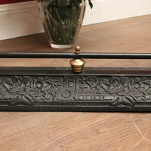 Load image into Gallery viewer, x SOLD Vintage Cast Metal Fire Fender with Floral Detail and Brass Trim. B12469