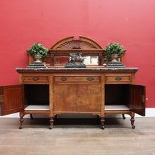 Load image into Gallery viewer, Antique Australian Walnut Marble Top Sideboard with Mirrored Carved Back. B13093