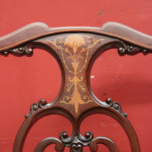 Load image into Gallery viewer, x SOLD Antique English Armchair, Hall or Bedroom Chair. Walnut, Inlay and Velvet fabric. B12452