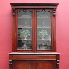 Load image into Gallery viewer, Antique English Mahogany Two Door Bookcase Cabinet with Original Glass. B13069