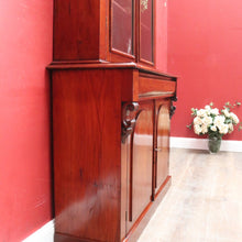 Load image into Gallery viewer, Antique English Mahogany Two Door Bookcase Cabinet with Original Glass. B13069