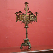 Load image into Gallery viewer, x SOLD Antique French Church Candelabra / Candle Stick Holder with enamel Detail. B12461