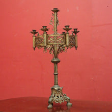 Load image into Gallery viewer, x SOLD Antique French Church Candelabra / Candle Stick Holder with enamel Detail. B12461