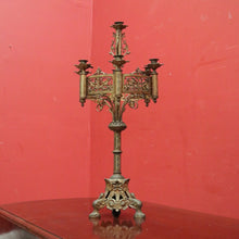 Load image into Gallery viewer, x SOLD Antique French Church Candelabra / Candle Stick Holder with enamel Detail. B12461