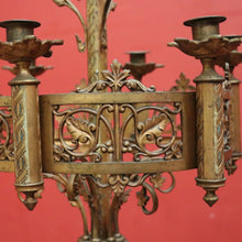 Load image into Gallery viewer, x SOLD Antique French Church Candelabra / Candle Stick Holder with enamel Detail. B12461