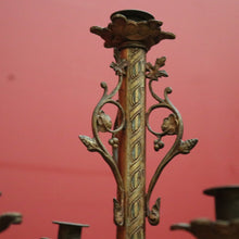 Load image into Gallery viewer, x SOLD Antique French Church Candelabra / Candle Stick Holder with enamel Detail. B12461
